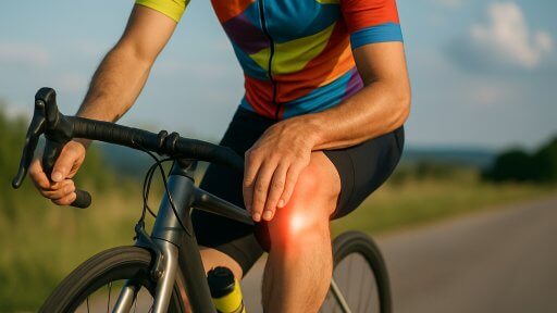 Rennradfahrer mit Knieschmerzen